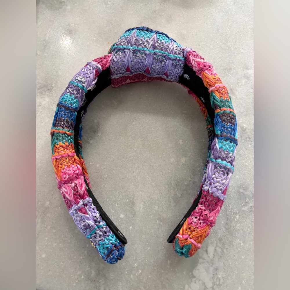 Lele Sadoughi Multicolor Crochet Padded Headband - Pink, Purple, Blue, Orange